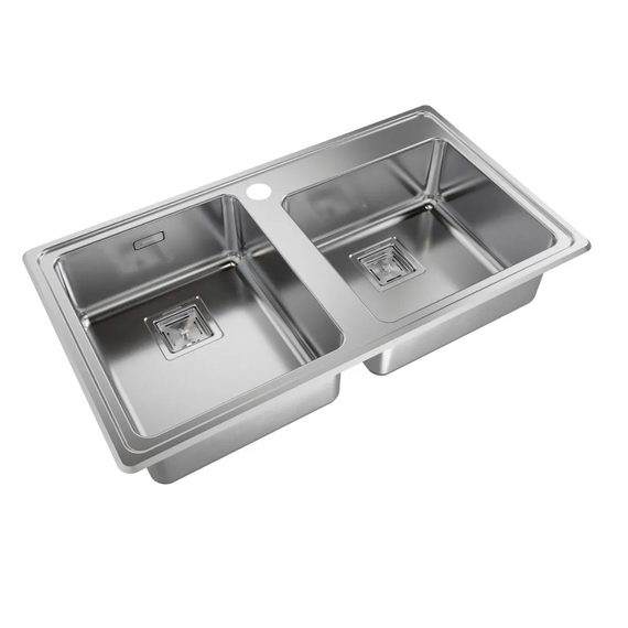 Bacha cocina pileta doble Johnson Acero Quadra Q085 A